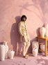 Men's Cream Georgette Embellished Indo Set